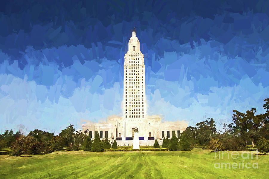 Louisiana State Capital - digital painting Photograph by Scott Pellegrin
