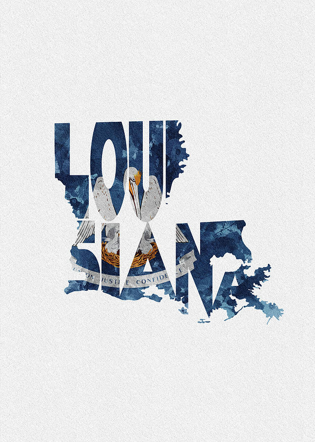 Louisiana Typographic Map Flag Digital Art by Inspirowl Design