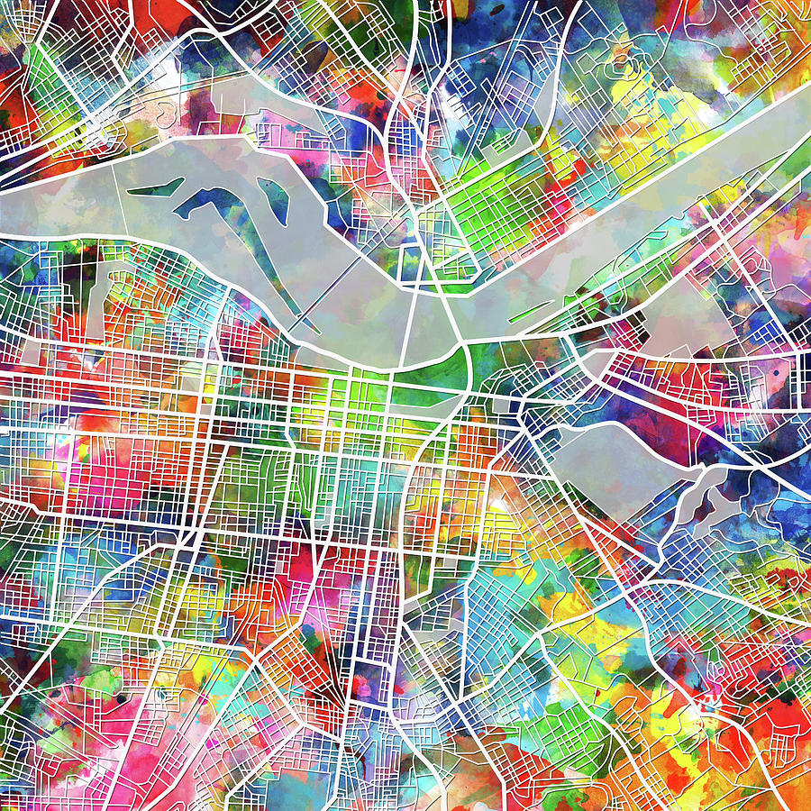 Louisville Kentucky City Map 4 Digital Art