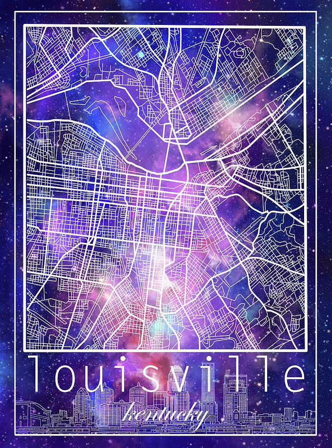 Louisville Kentucky City Map 8 Digital Art by Bekim M