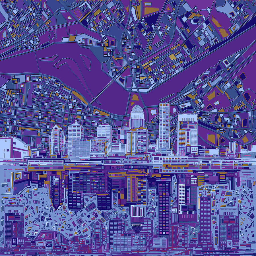 Louisville Kentucky Skyline Abstract 12 Digital Art by Bekim M