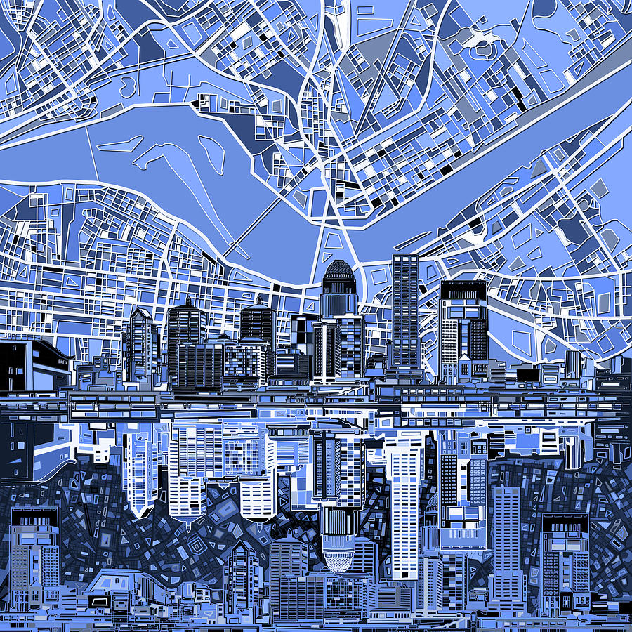 Louisville Kentucky Skyline Abstract 4 Digital Art