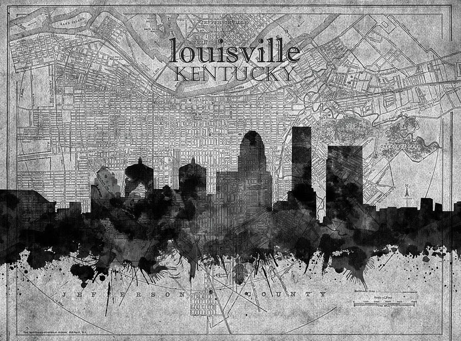 Louisville Kentucky Skyline Vintage 4 Digital Art