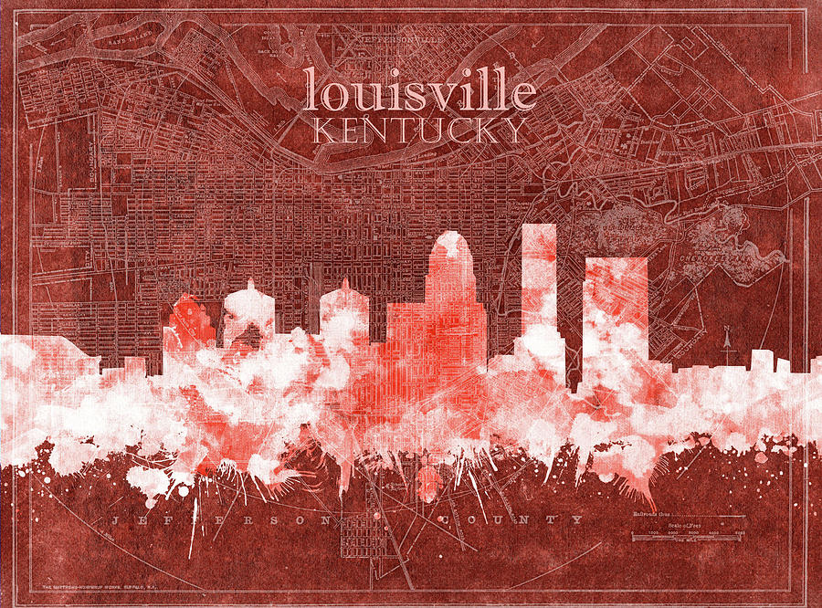 Louisville Kentucky Skyline Vintage 5 Digital Art