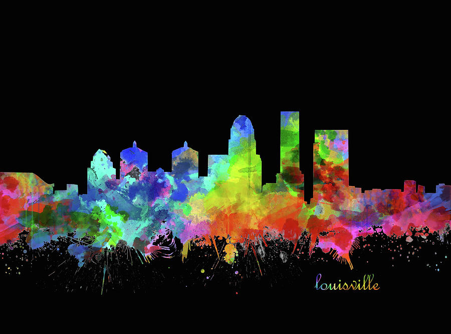 Louisville Kentucky Skyline Watercolor 12 Digital Art by Bekim M