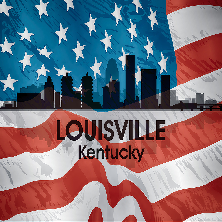 Louisville KY American Flag Squared Digital Art by Angelina Tamez