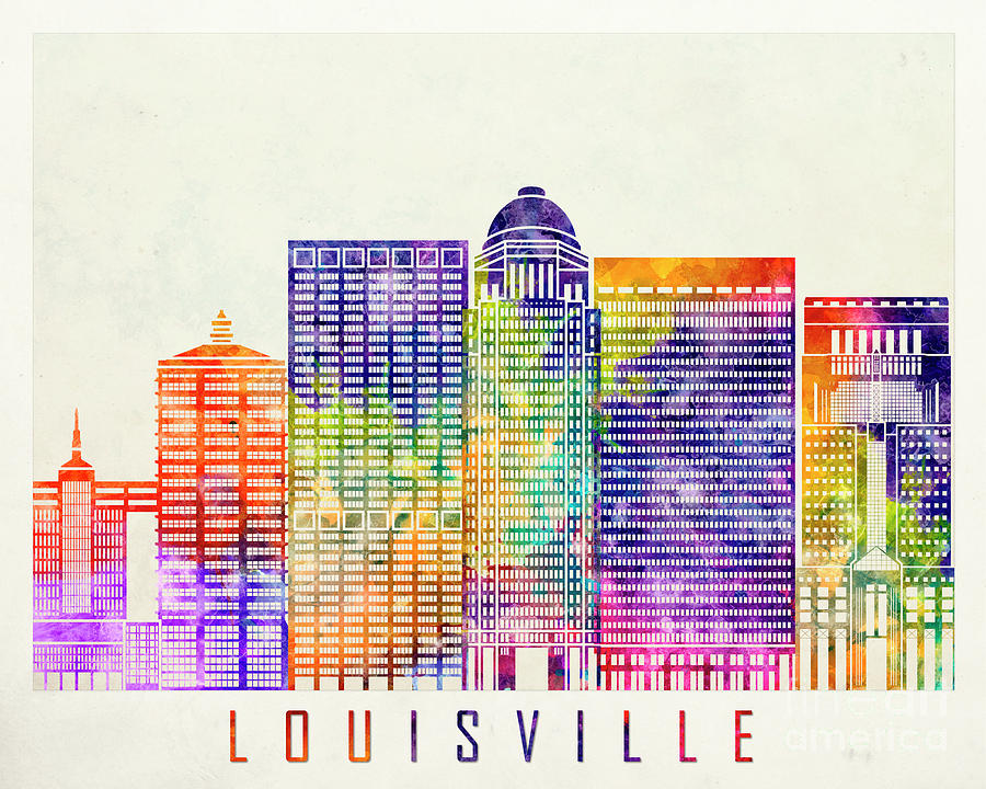 Louisville landmarks watercolor poster Painting by Pablo Romero - Fine ...