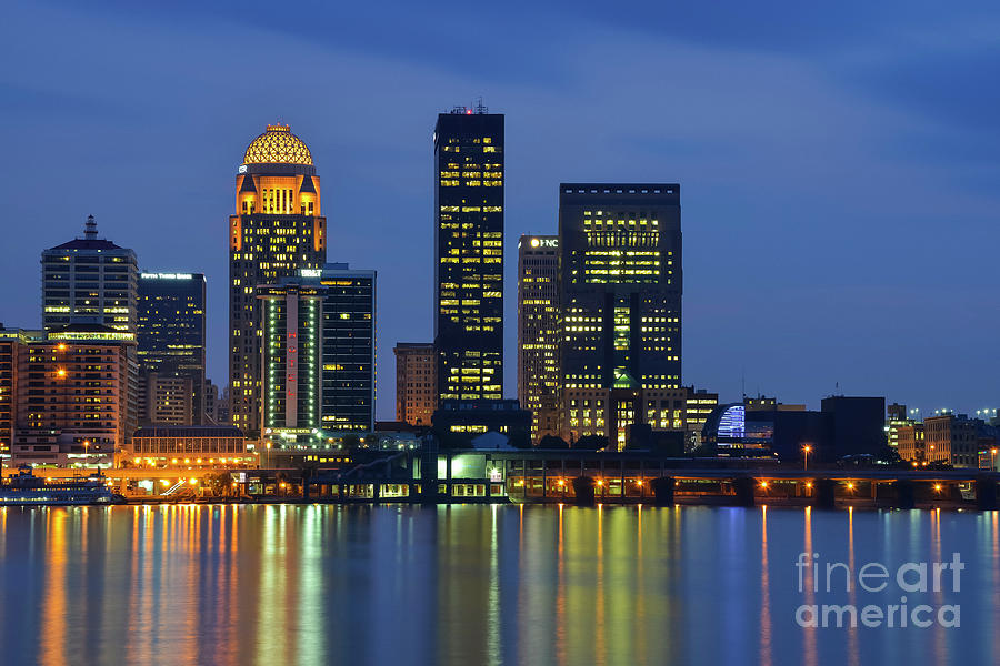 Louisville Skyline at Night Photograph by Bob Phillips