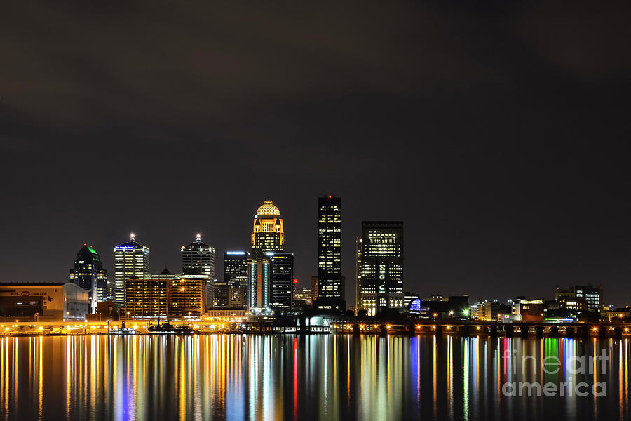 Louisville Skyline Reflection Photograph by Bob Phillips