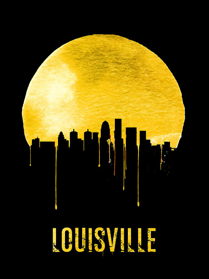 Louisville Painting - Louisville Skyline Yellow by Naxart Studio