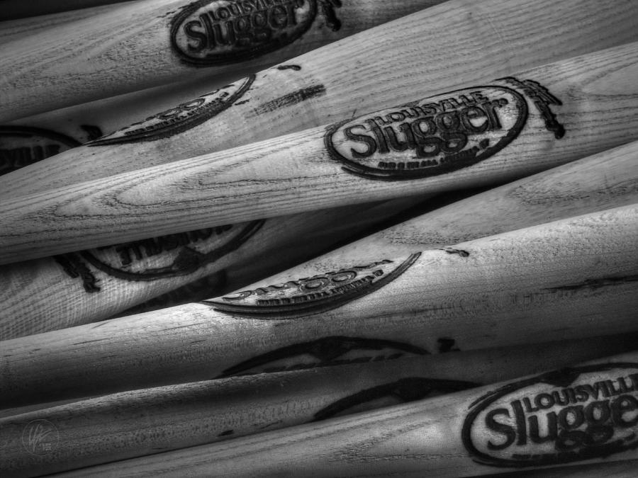 Baseball Bat Photograph - Louisville Sluggers 001 BW by Lance Vaughn