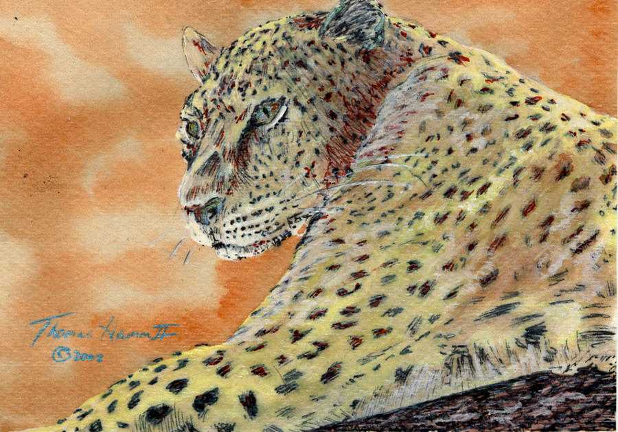 Lounging Leopard Painting by Thomas Hamm