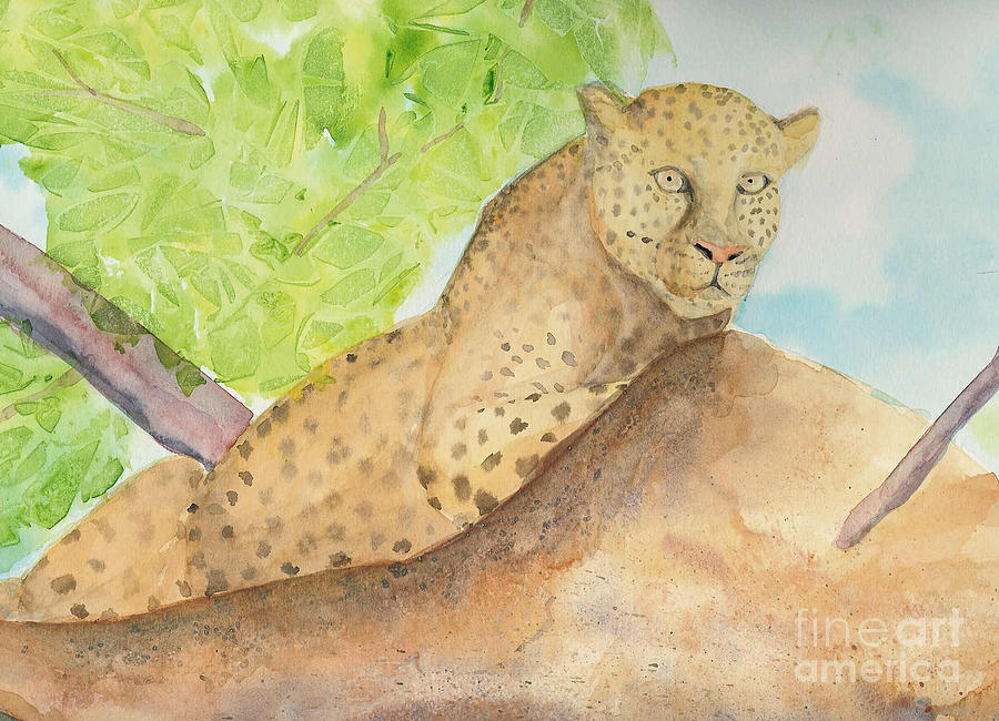 Lounging Leopard Painting by Vicki  Housel