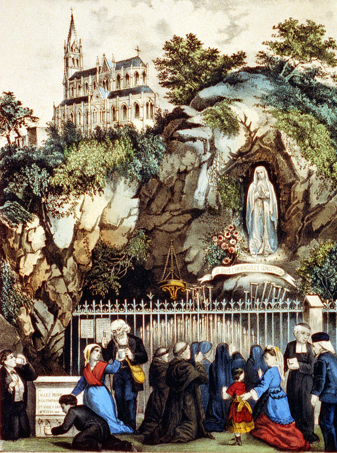1890s Photograph - Lourdes, France, Pilgrims At The Shrine by Everett