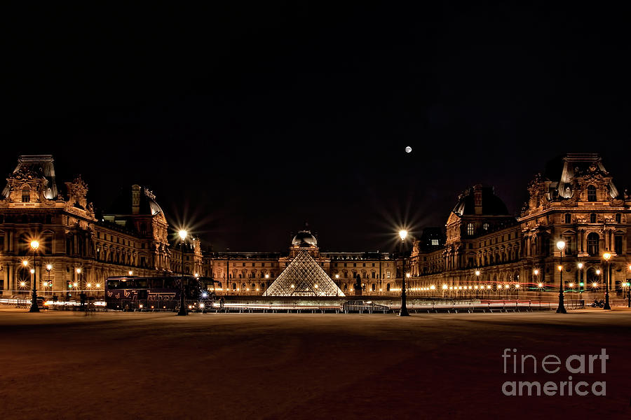 Louvre at night Photograph by Joerg Lingnau