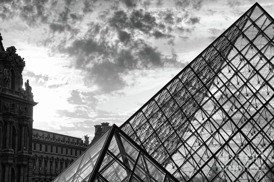 Louvre Up Close BW Photograph by Chuck Kuhn