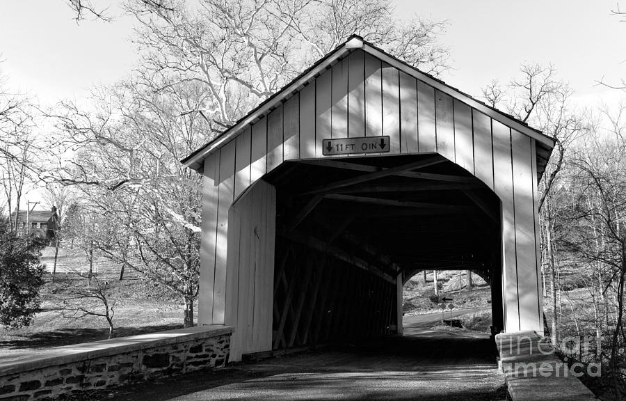 Loux Covered Bridge mono Photograph by John Rizzuto