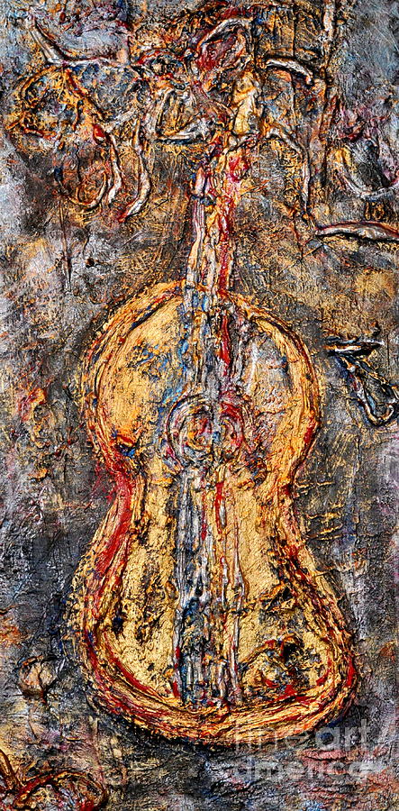 Abstract Guitar Painting - LOVE - no strings attached by Nicky Dou