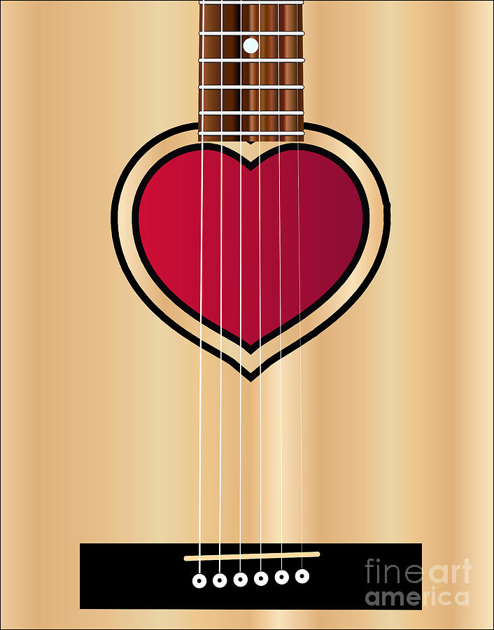 Love Acoustic Guitar Digital Art by Bigalbaloo Stock