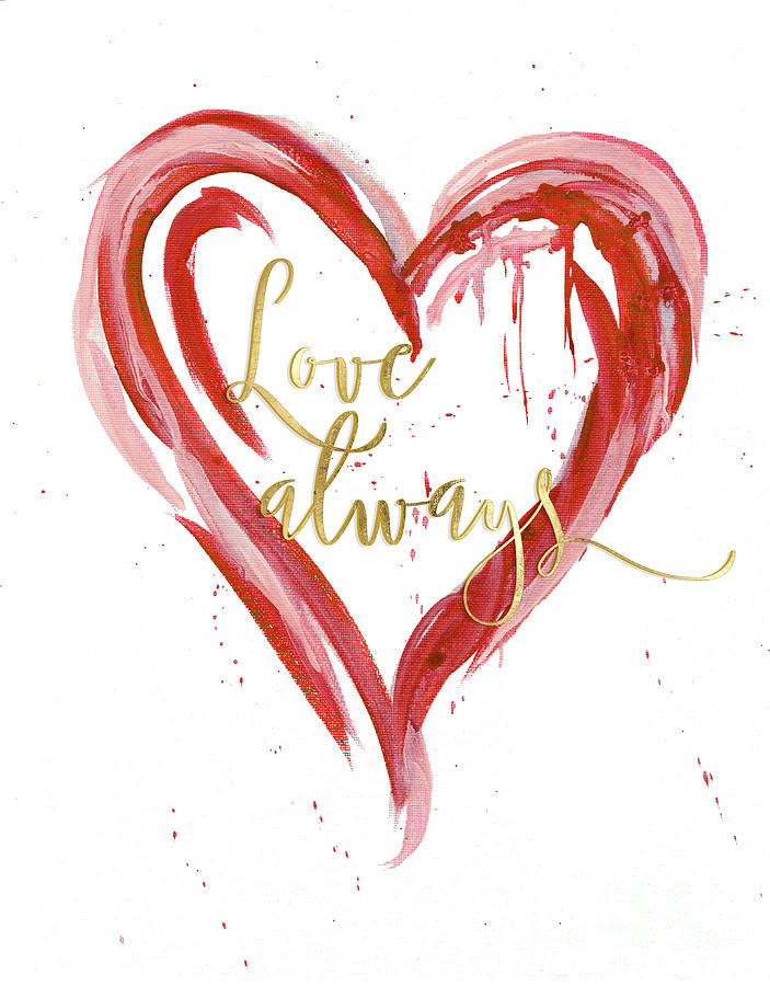 Love Always Modern Heart w Gold Painting by Audrey Jeanne Roberts
