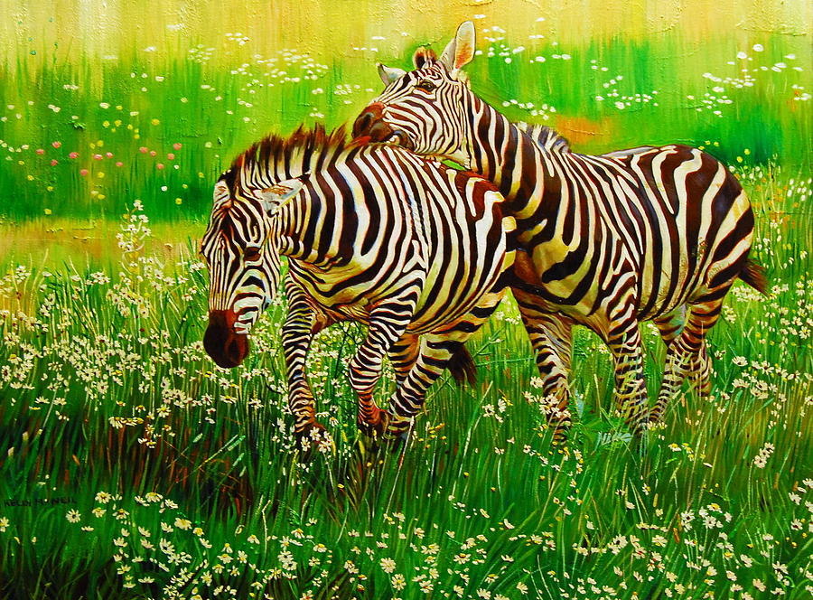 Wildlife Painting - Love Amongst the Dasies  by Kelly McNeil