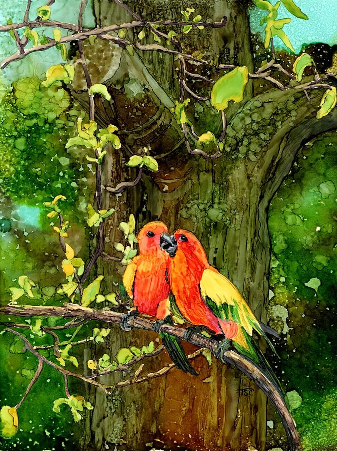 Parakeet Painting - Love and Accord by Tammy Crawford
