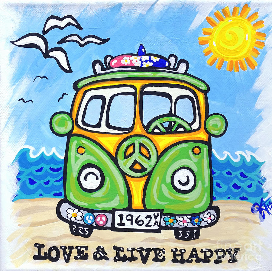 Love And Live Happy Painting by Jackie Carpenter
