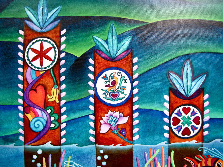 Love and Romance Detail of PA Hex Signs Painting by Lori Miller