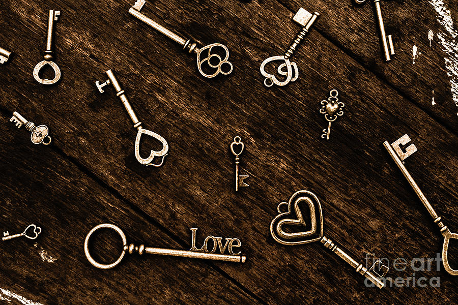 Love and romance themed keys with hearts Photograph by Jorgo Photography