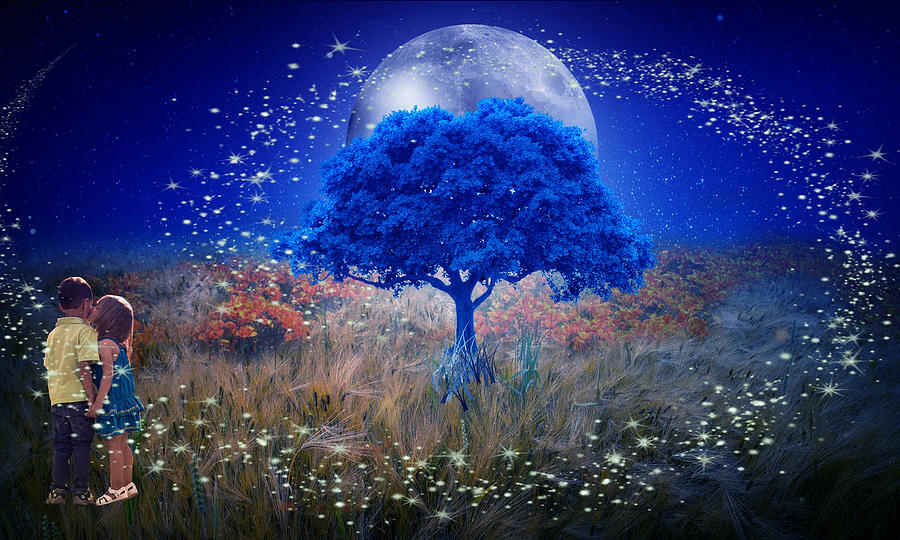 Love Under The Blue Moon Mixed Media by Marvin Blaine