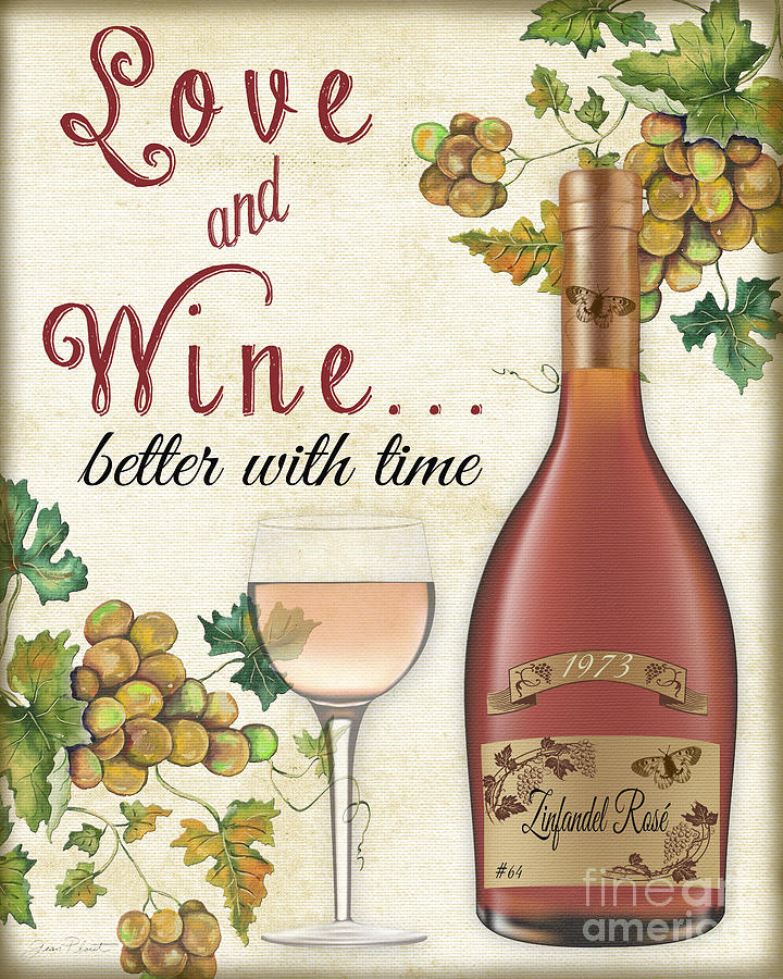 Love and Wine Art-JP3569 Painting by Jean Plout
