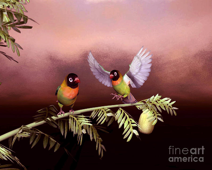 Love birds by john Junek  Digital Art by John Junek