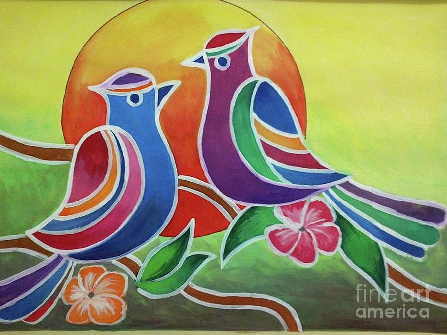 Love Birds Painting - Love Birds by Mohit Joshi