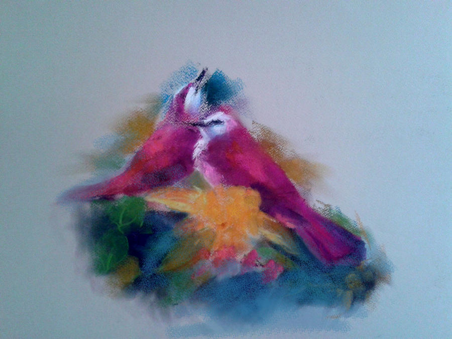 Bird Painting - Love Birds by Roniyana Lane