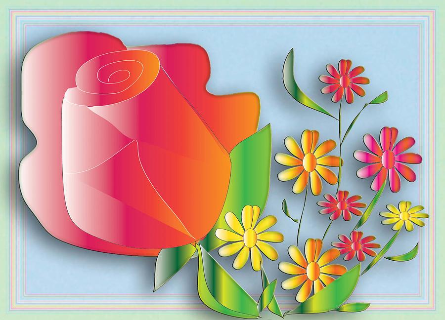 Flower Digital Art - Love Blossoms by Iris Gelbart