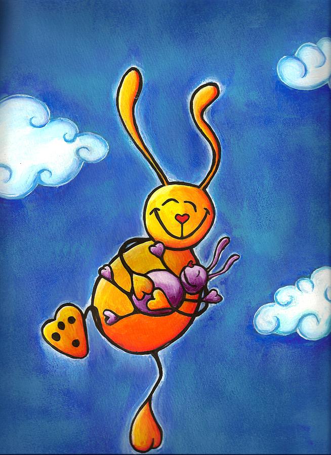 Love Bunnies High in Sky Painting by Laura Ostrowski