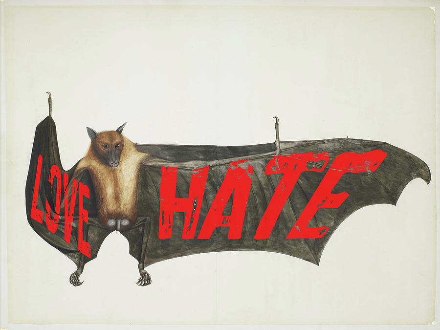 Love Hate Bat Painting by Tony Rubino