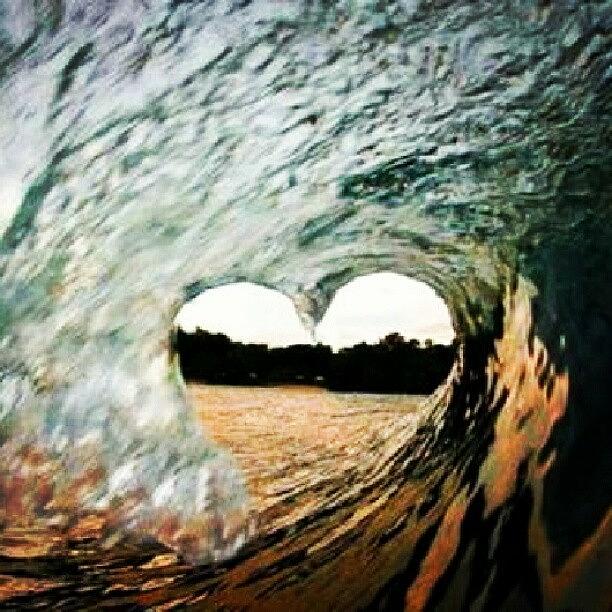 Beach Photograph - #love #heart #wave #beach by Lucy Guedes
