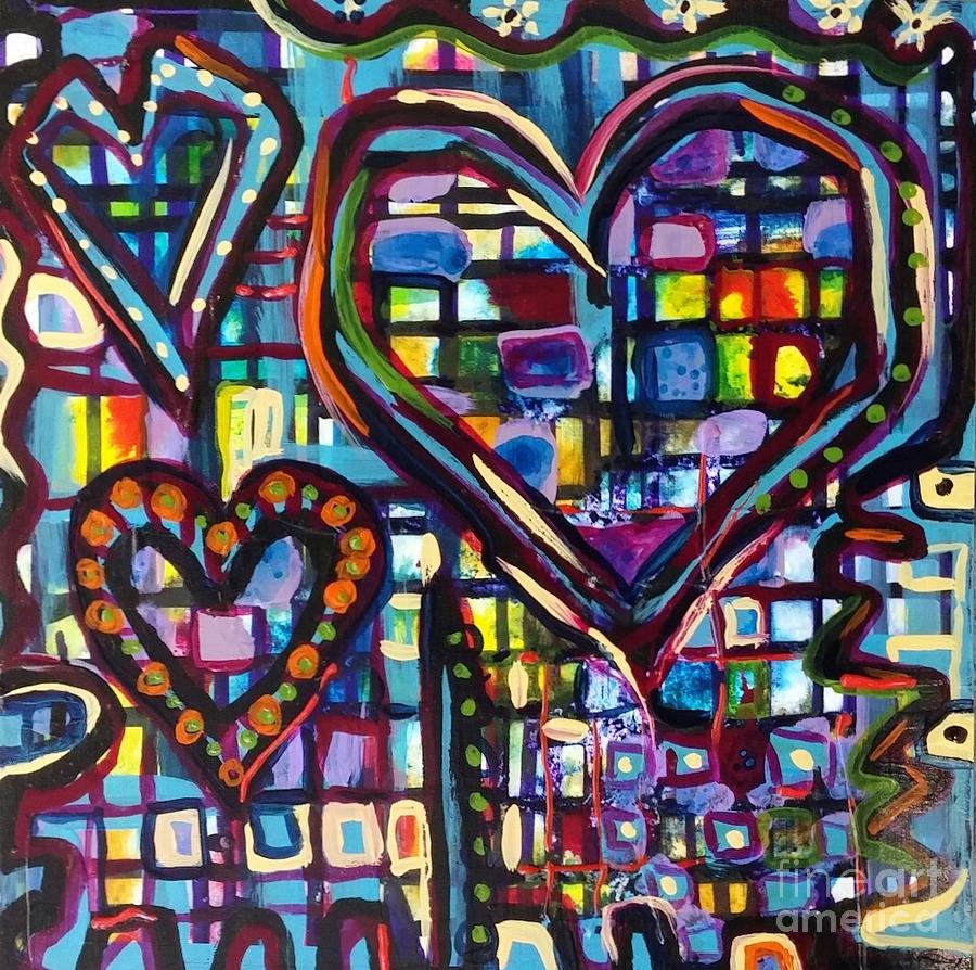 Love Hearts Painting by Catherine Gruetzke-Blais