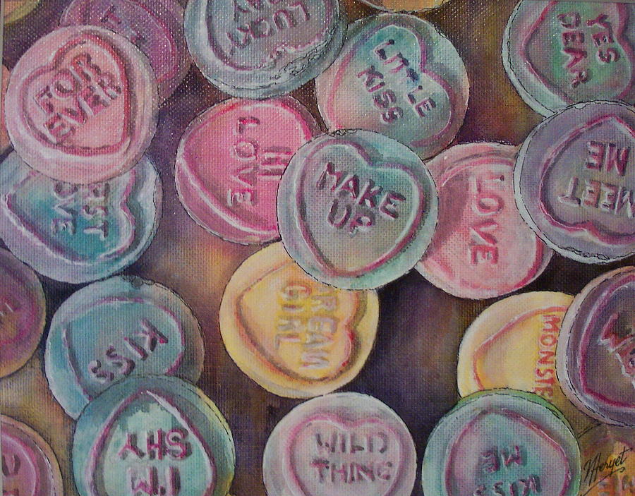 Candy Painting - Love Hearts by Victoria Heryet