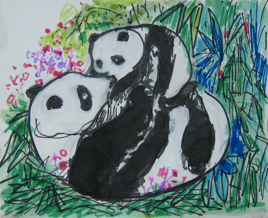 Pandas Drawing - Love II by Guanyu Shi