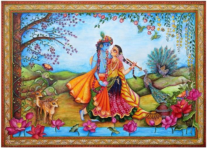 Peacock Painting - Appearance of Mayapur by Gaura Aggarwal