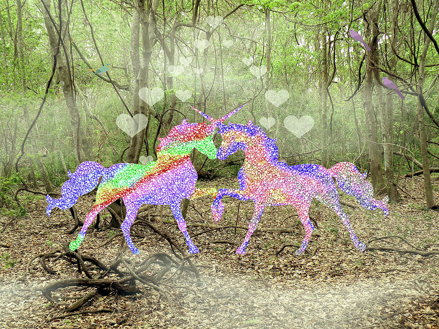 Love in the Magical Forest Mixed Media by Rosalie Scanlon