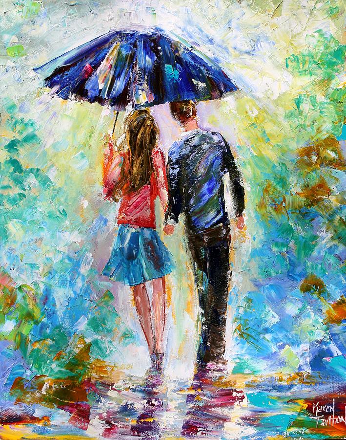 Love In The Rain Painting By Karen Tarlton Fine Art America