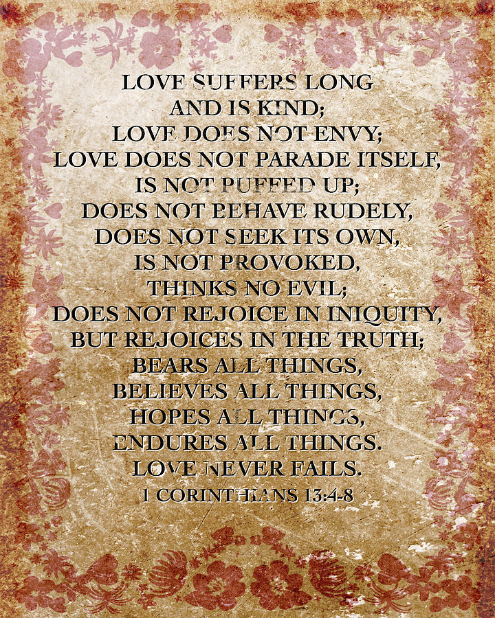 Love Is Bible Quote 1 Corinthians 13 NKJV Digital Art by Andy Merrett
