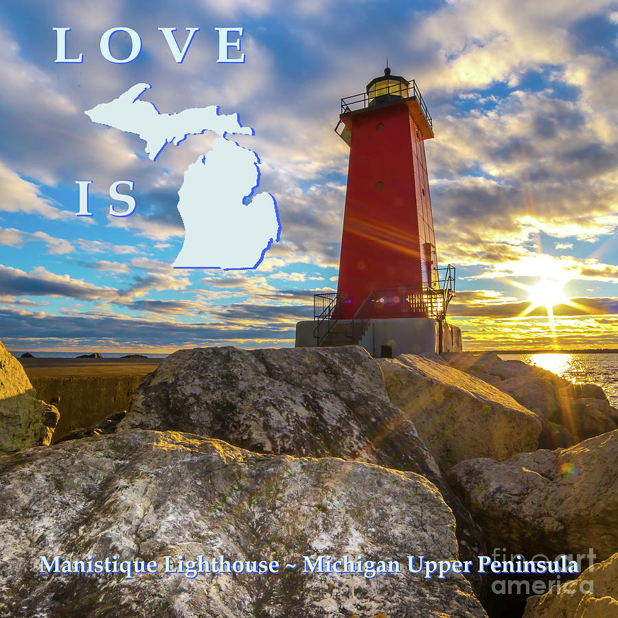 Love is Michigan Lighthouse Manistique -5334 Photograph by Norris Seward