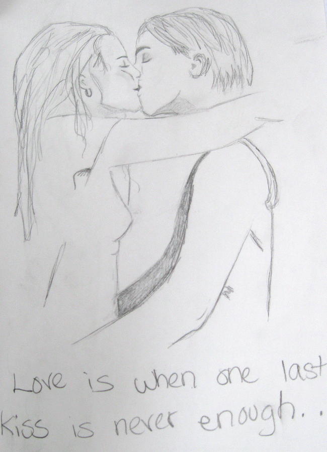 Kiss Drawing - Love is by Rebecca Wood