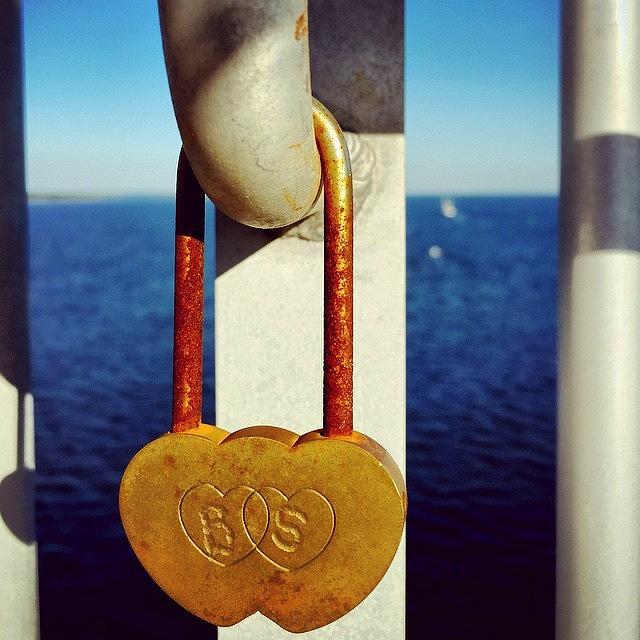 Bridge Photograph - Love Heart Lock  by Joan McCool