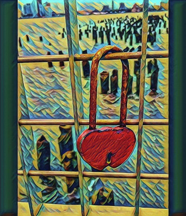 Love locked on the Hudson Mixed Media by Bruce Carpenter