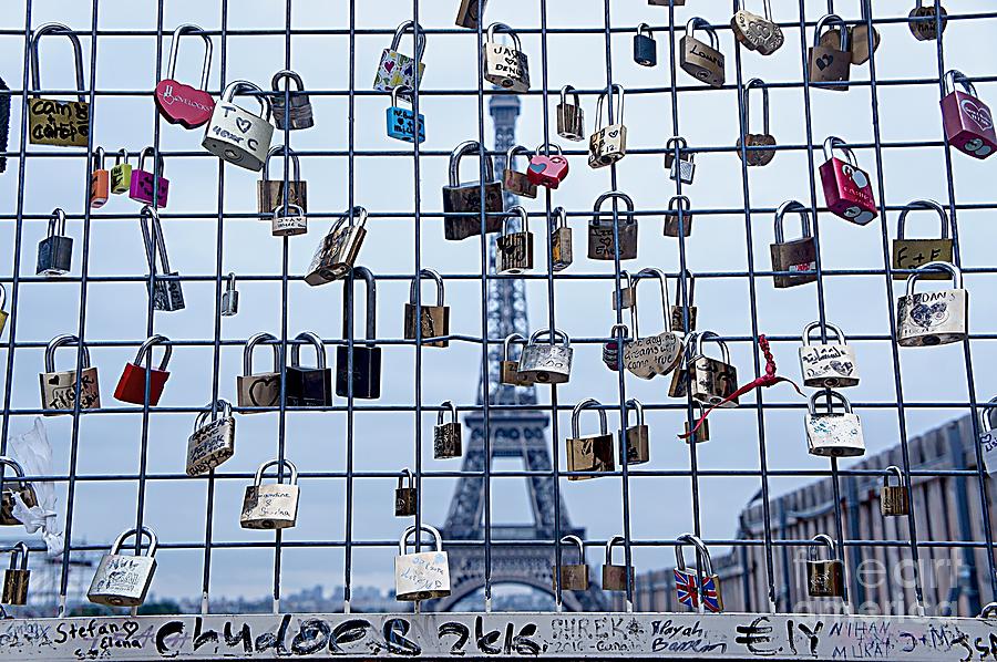 Love Locks and Eiffel Photograph by Lilliana Mendez